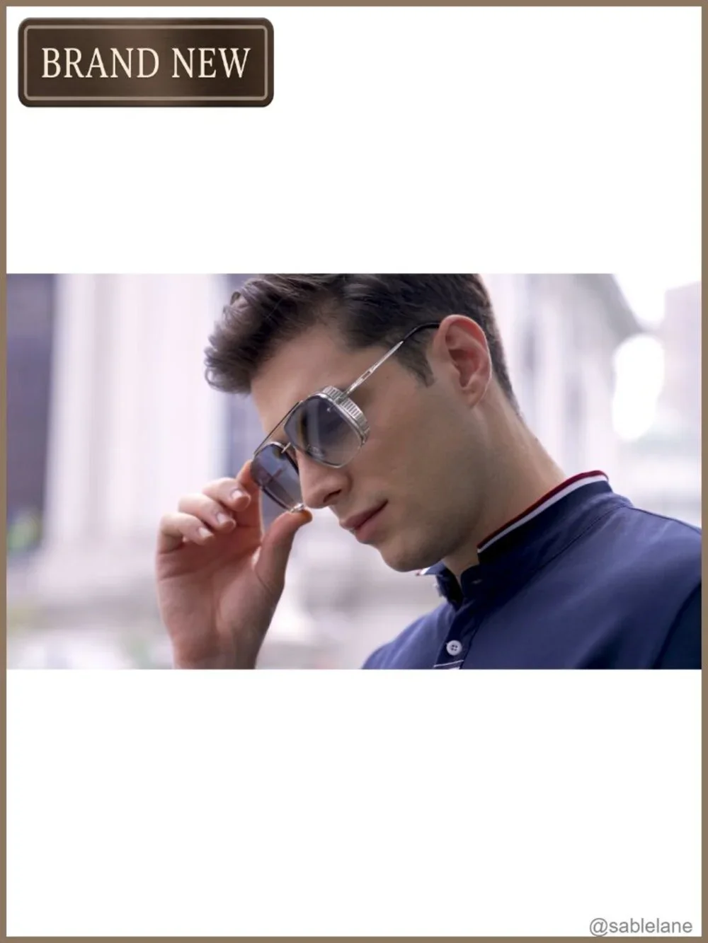 Oversized Square Aviator Sunglasses for Men Metal Side Shield Shades